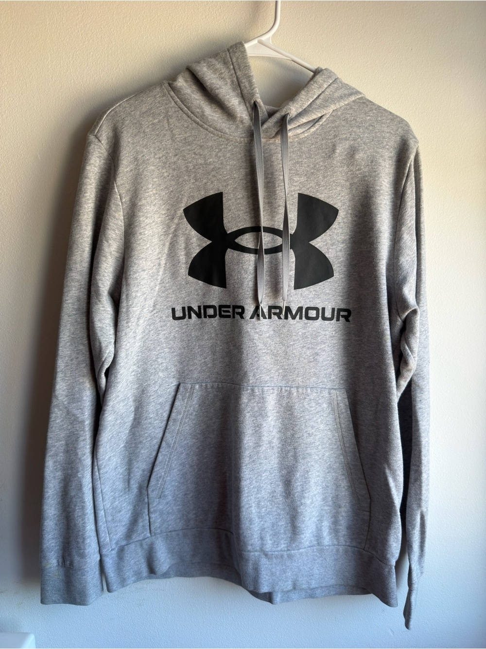 Under Armour Hoodie Men’s Size L Gray Logo Pullover Drawstring
